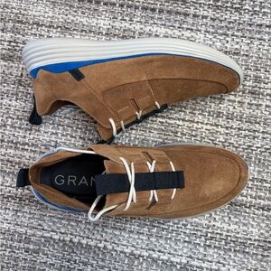 Cole Haan Men's Tan Suede Sneakers with Blue Accents